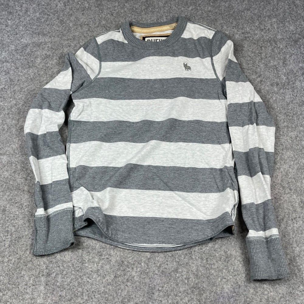 Ruehl No 925 Long Sleeve Crewneck Sweater Pullover Mens Sm Grey Striped Cotton